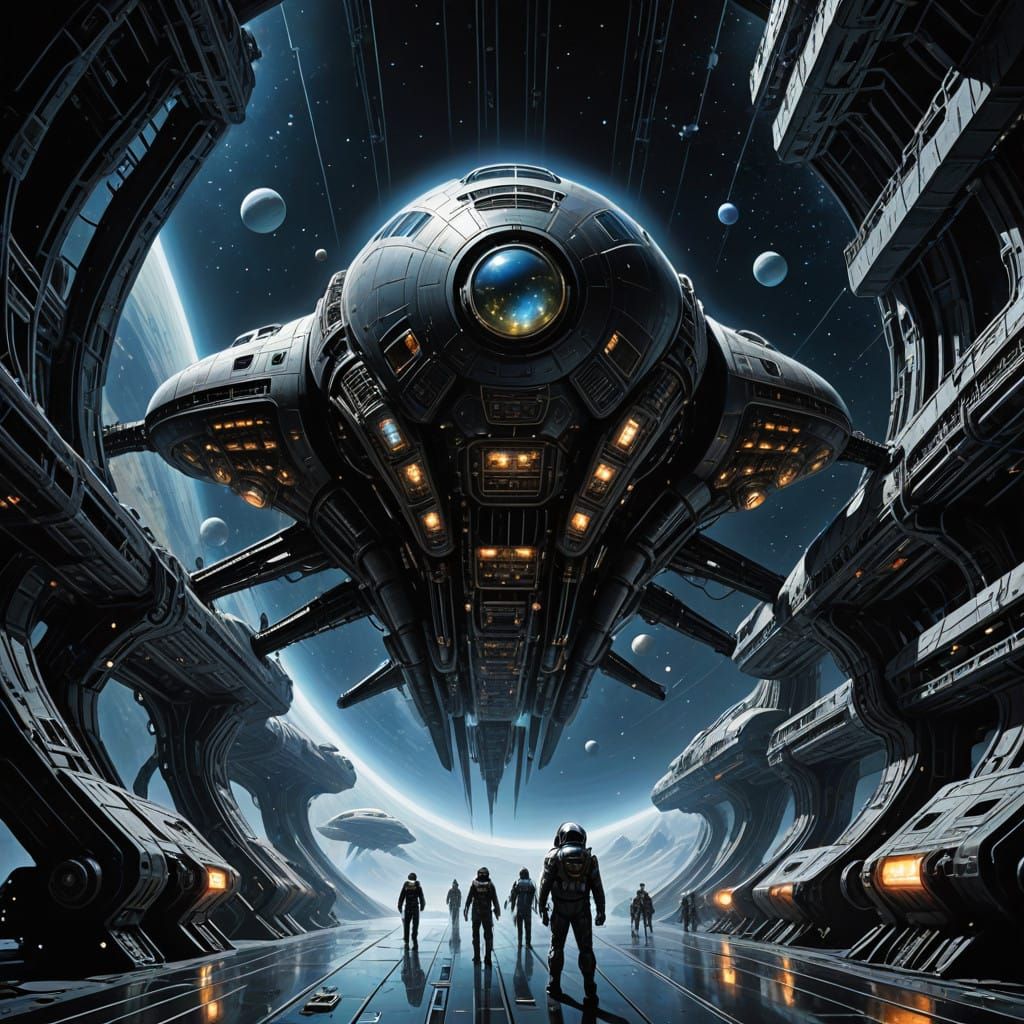 Dramatic Futuristic Spaceship in Hyper-Realistic Style