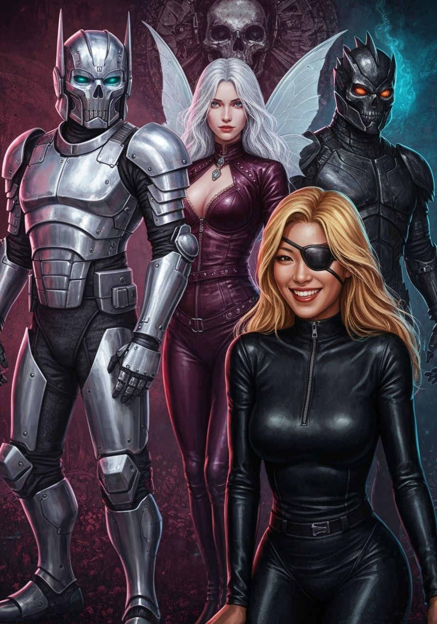 Futuristic Warriors in Vibrant Cyberpunk Scene