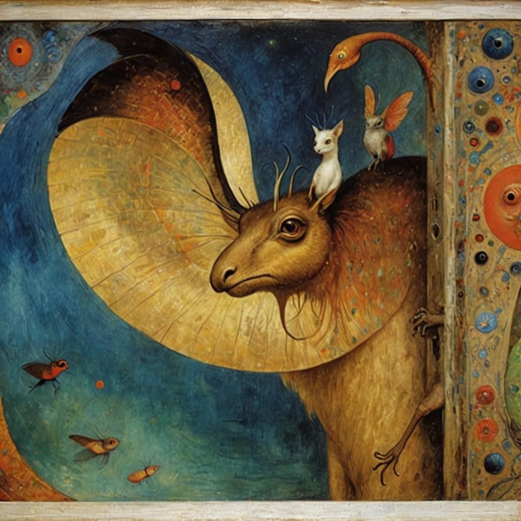 Surreal Animals in Mas-Surrealism, Oil Painting