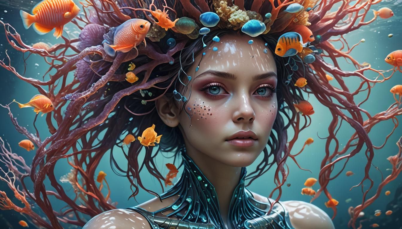 Underwater Alien Portrait with Coral Crown