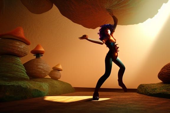 Shamanic Trance Dance in Steampunk Sci-Fi Cave