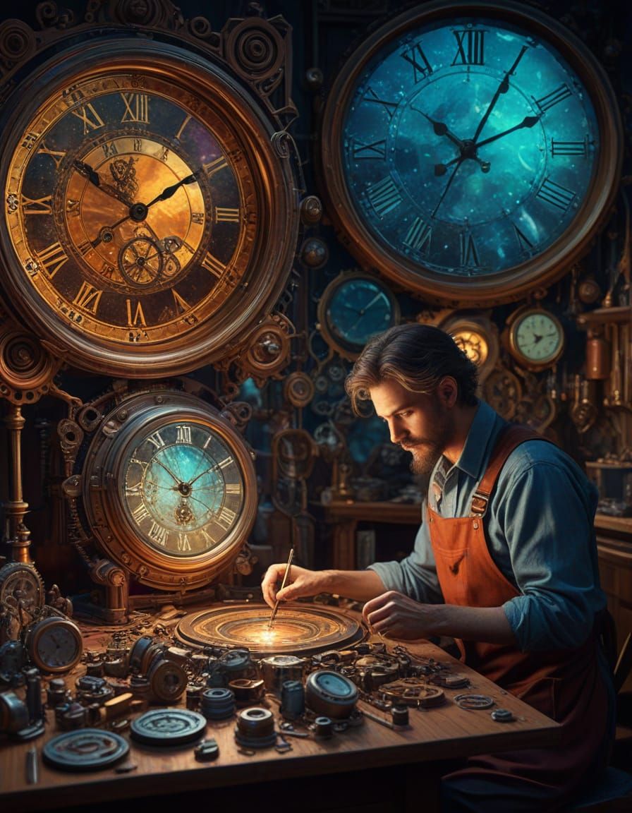 Celestial Clockmaker's Stardust Timepiece Workshop