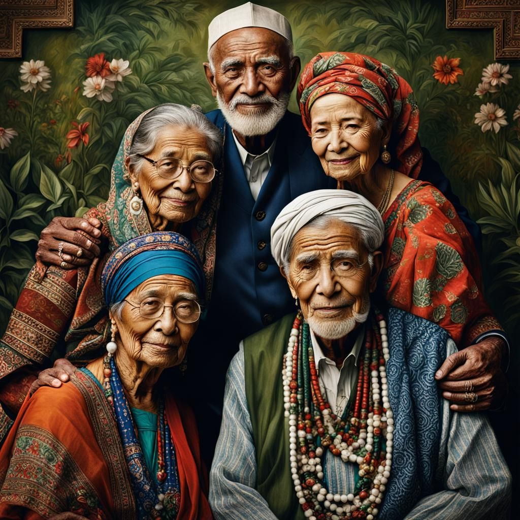 Global Cultural Portrait in Rich Oil Colors