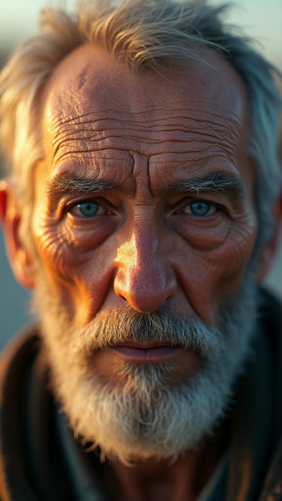 Realistic Portrait of a Wise Elder in Golden Light