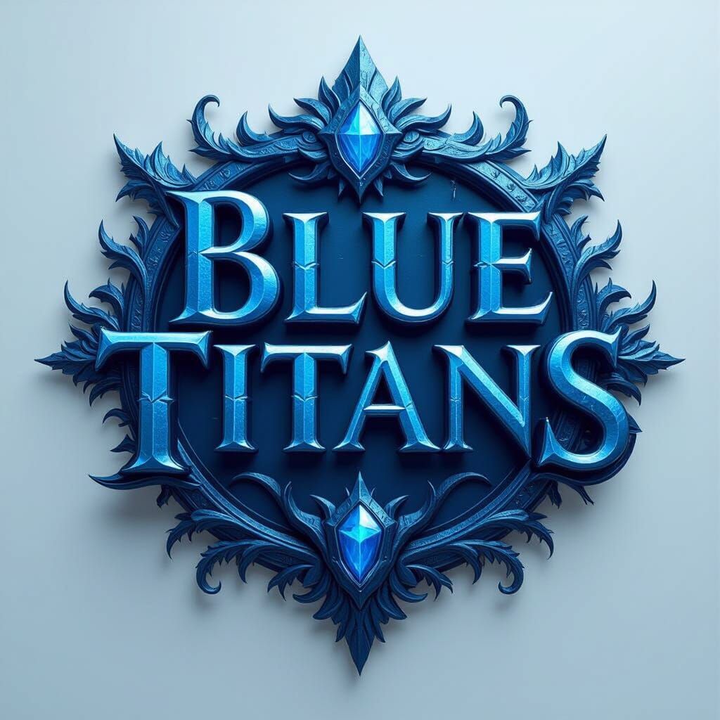 Blue Titans Logo in Medieval Fantasy Style
