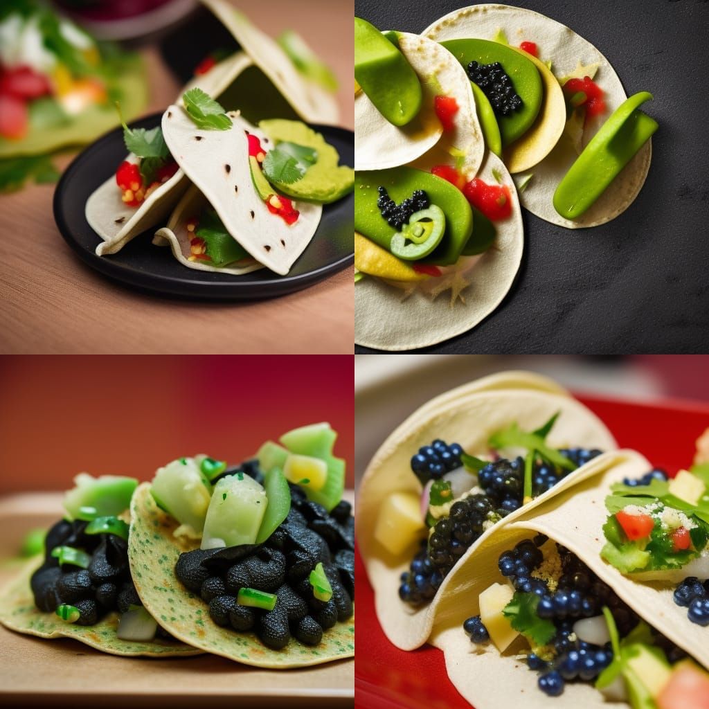 Exquisite Nopal and Caviar Taco Still Life