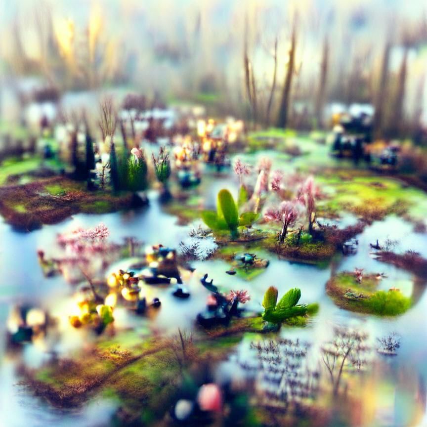 Frosty Spring: Early Morning Pond Scene