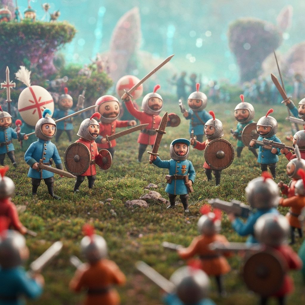 Whimsical Micronation Armies Clash in a Fantastical Battle