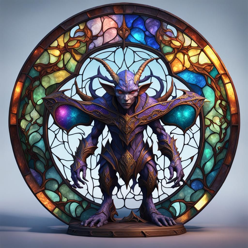 Stained Glass Elfin Creature in Detailed Matte Painting