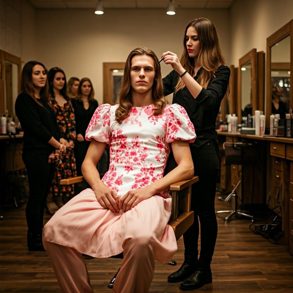 Ethereal Teen Crossdressing in Prom Dress, Captured in Soft....