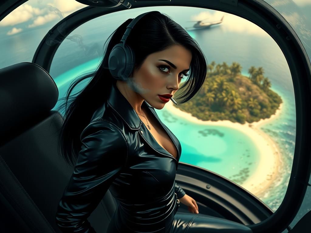 Secret Agent in Helicopter, Film Noir Style