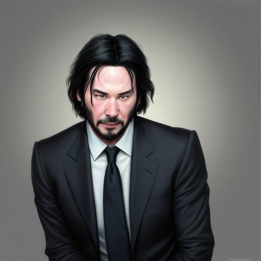 Friendly Satirical Caricature of Keanu Reeves