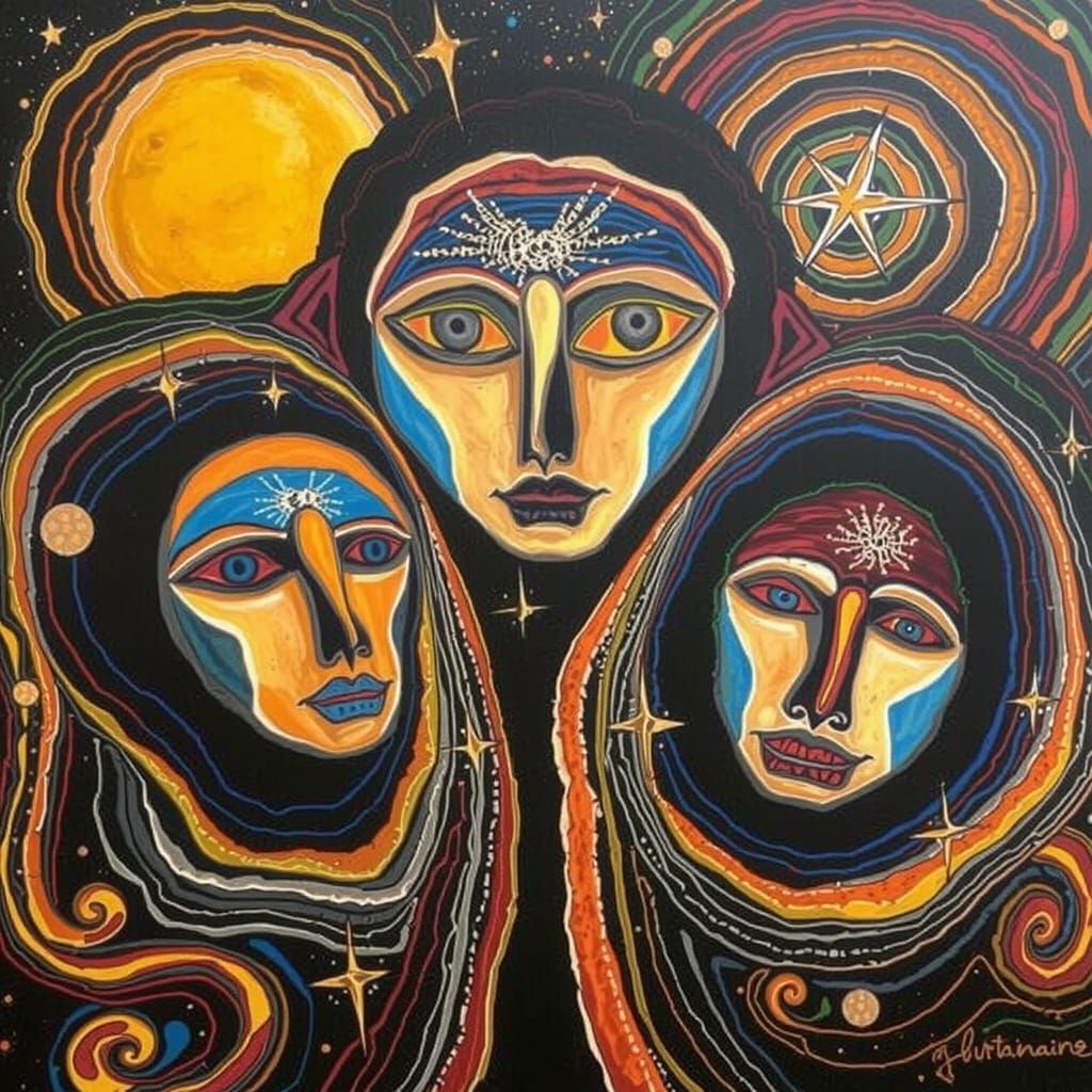 Dreamtime Landscape in Vibrant Split-Complementary Colours