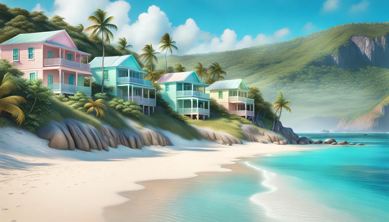 Beachside Village in Pastel Colors