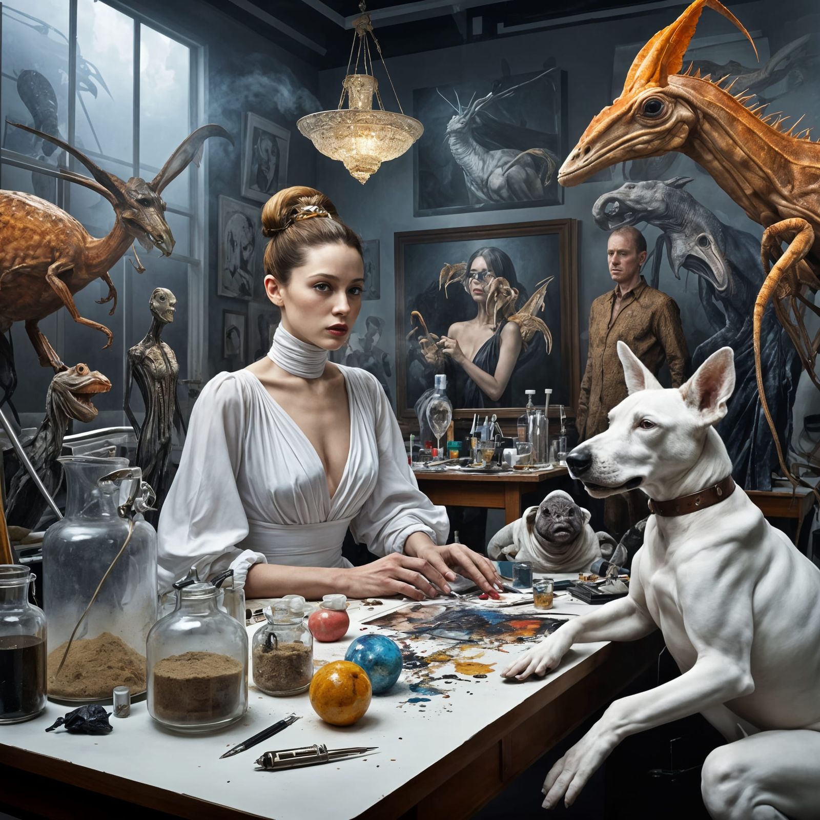 Surreal Exotic Portrait in Bizarre Laboratory
