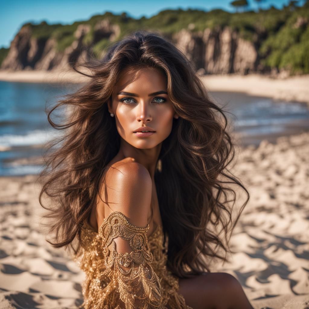 Sensual Brazilian Woman on Beach