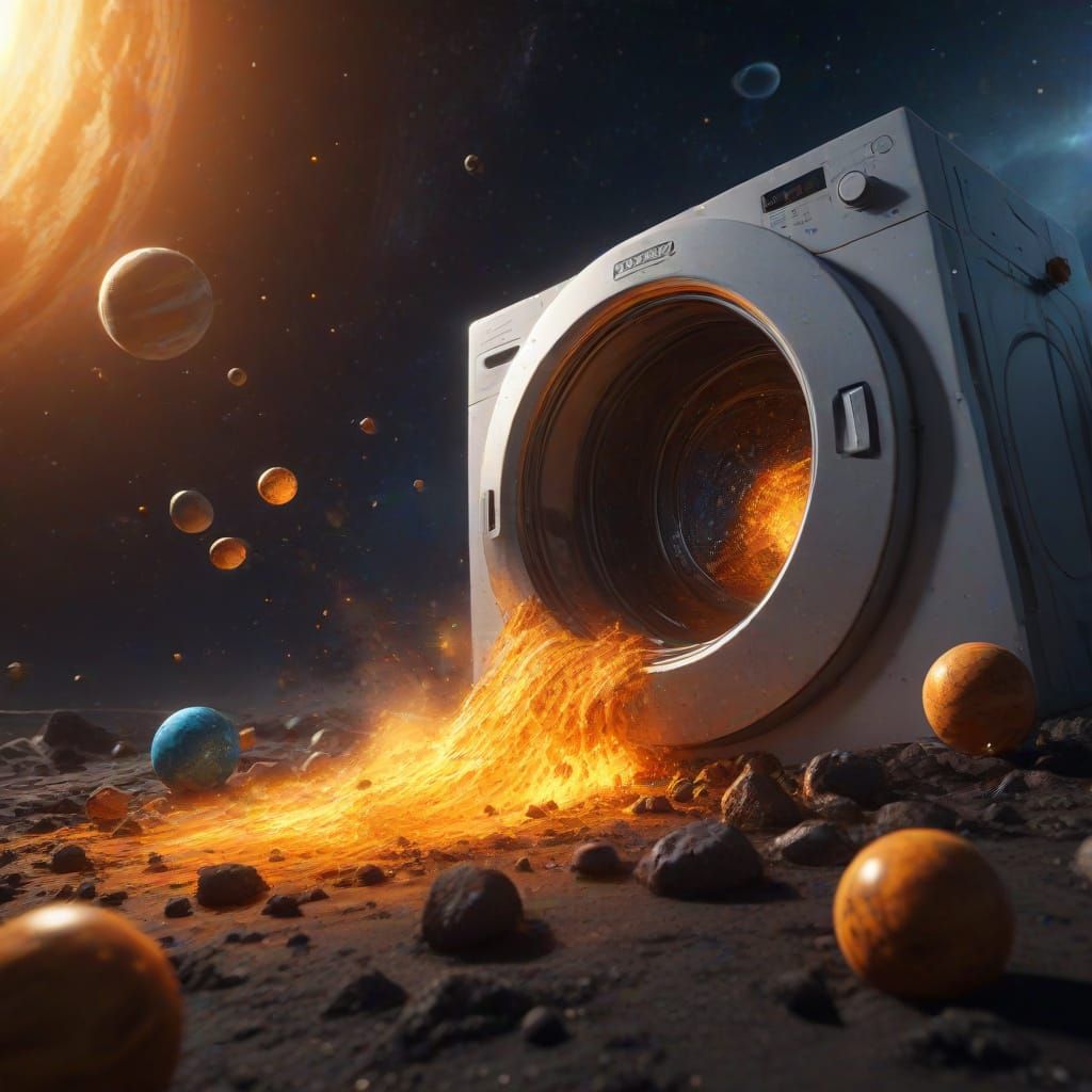 Solar System Spills from Dryer in Fantasy Art