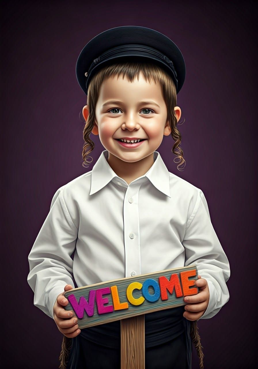Charismatic Hasidic Boy in Traditional Regalia