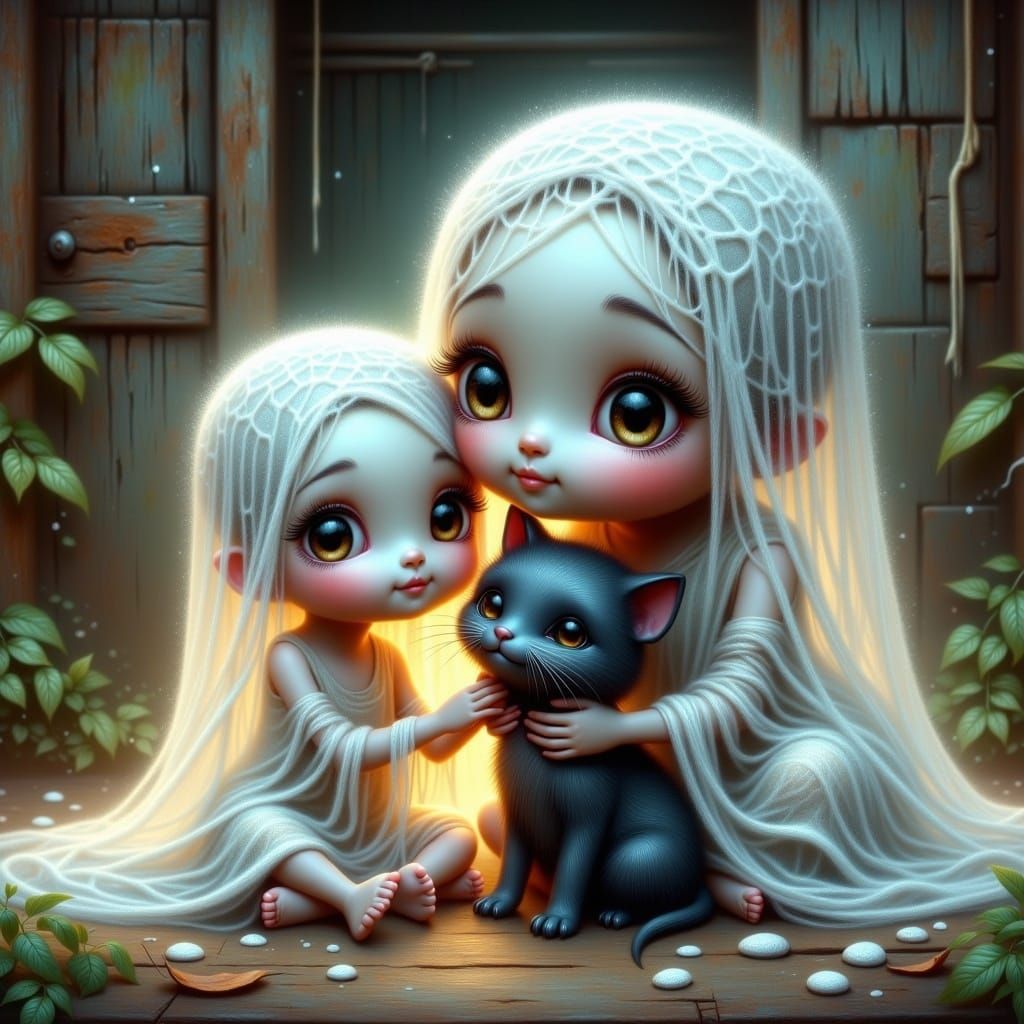 Ethereal Ghost Family Portrait in Fantasycore Style