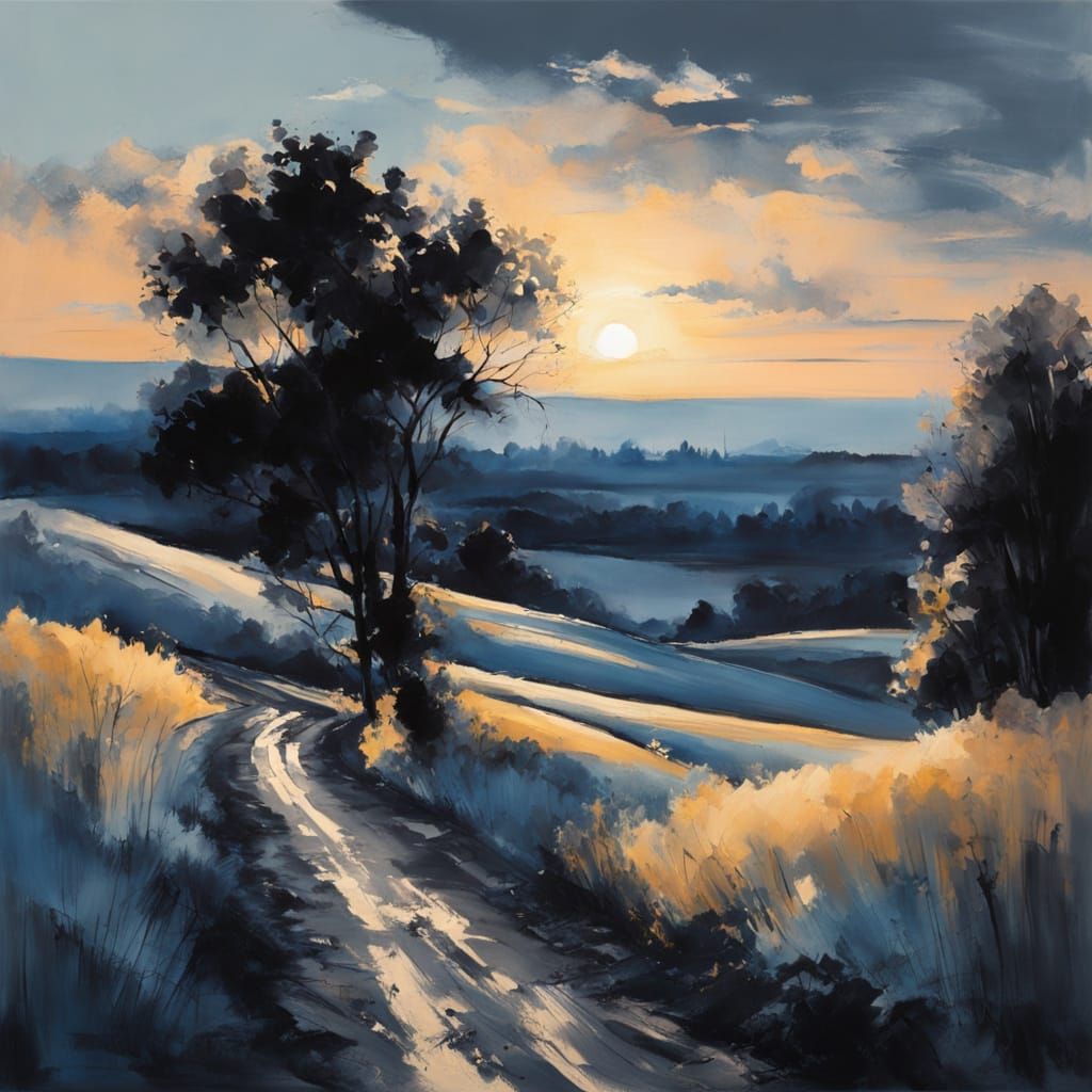 Landscape in the soft light of dusk