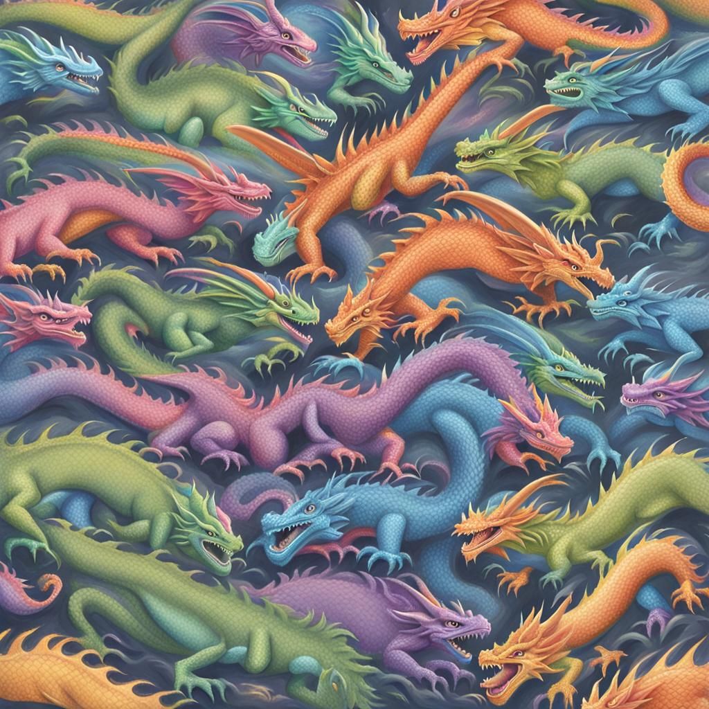 Pastel Dragons in a Dreamlike World