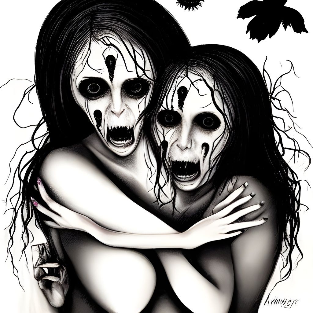 Eerie Mother's Love: A Sinister Horror Artwork