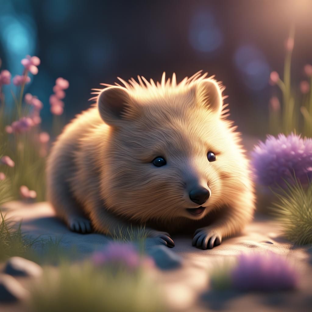 Dreamy Baby Quokka Sleeping: 8k Blender Render