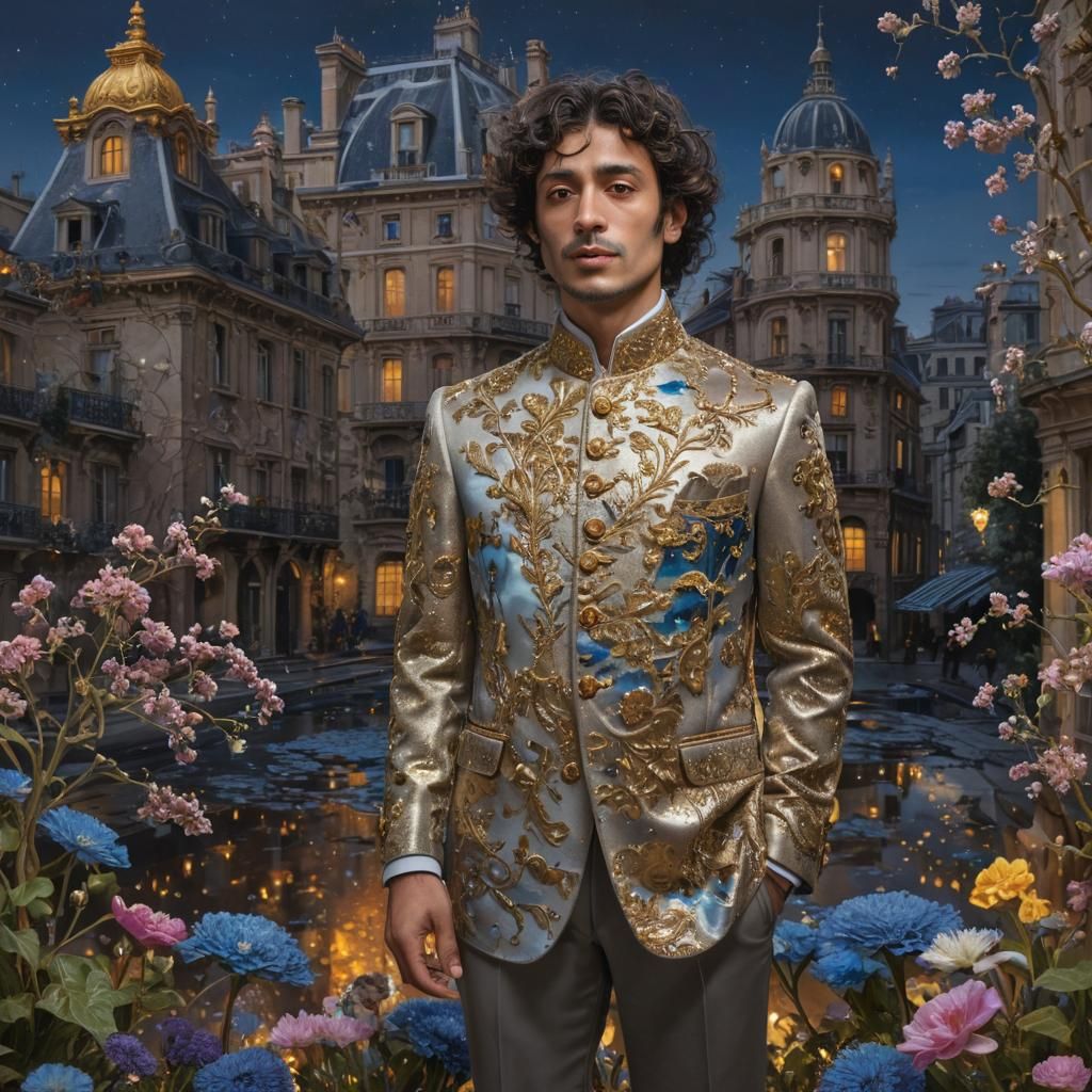 Surrealist Twilight Parisian Landscape in Oil Painting