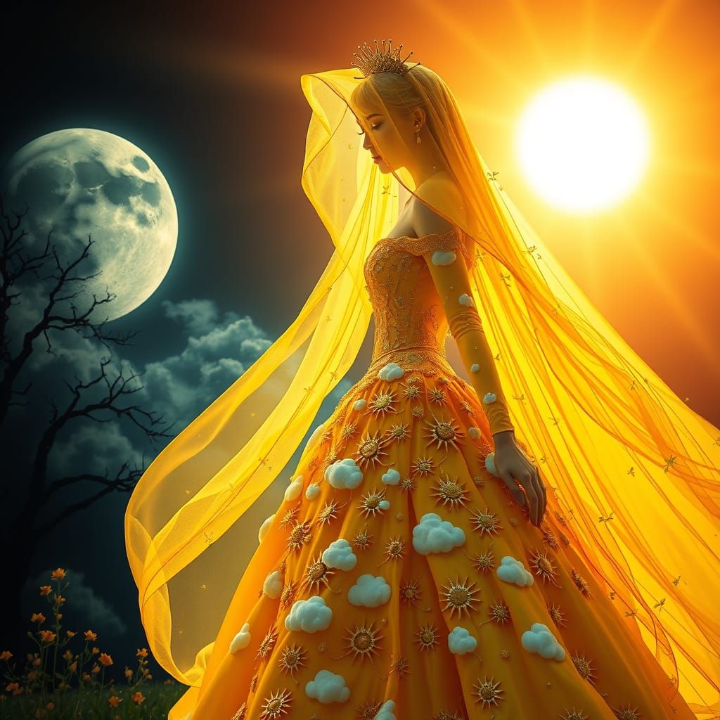 Ethereal Daylight Princess in Vibrant, Dreamlike Landscape