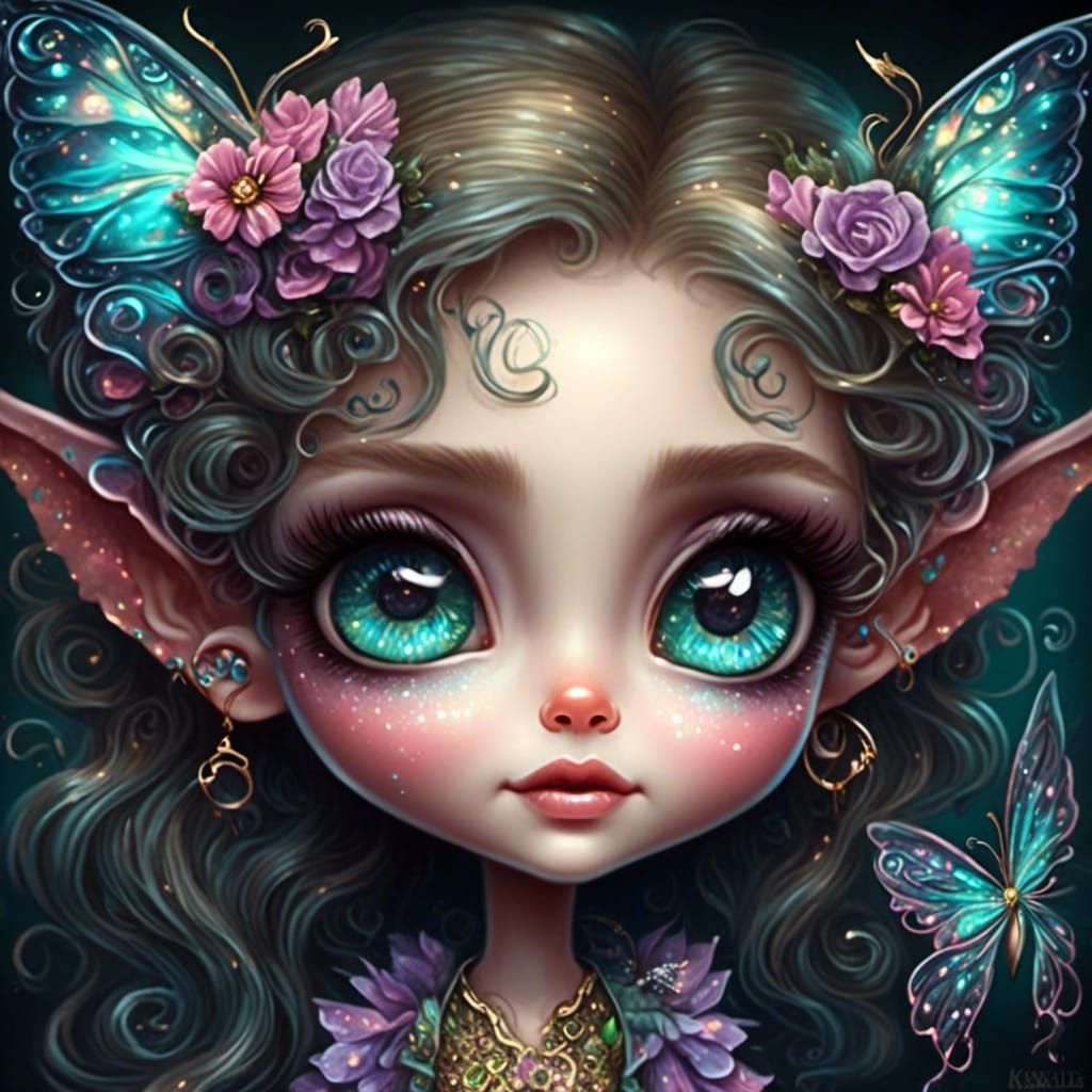 Funny Chibi Caricature Portrait with Goofy Exaggerated Featu...