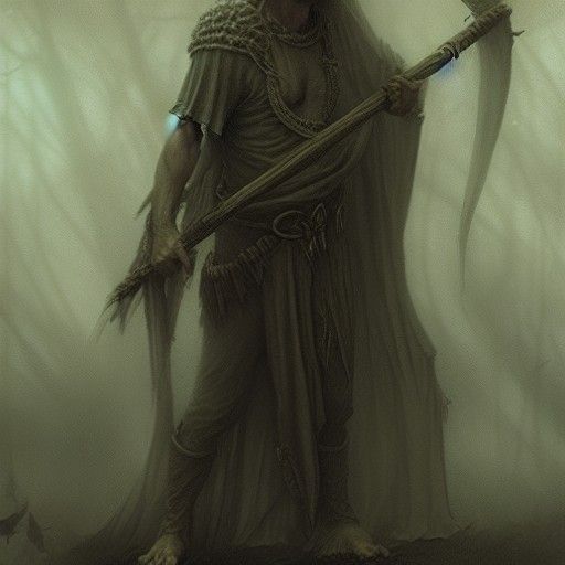 Eerie Druid Bard Elf in Moonlit Forest