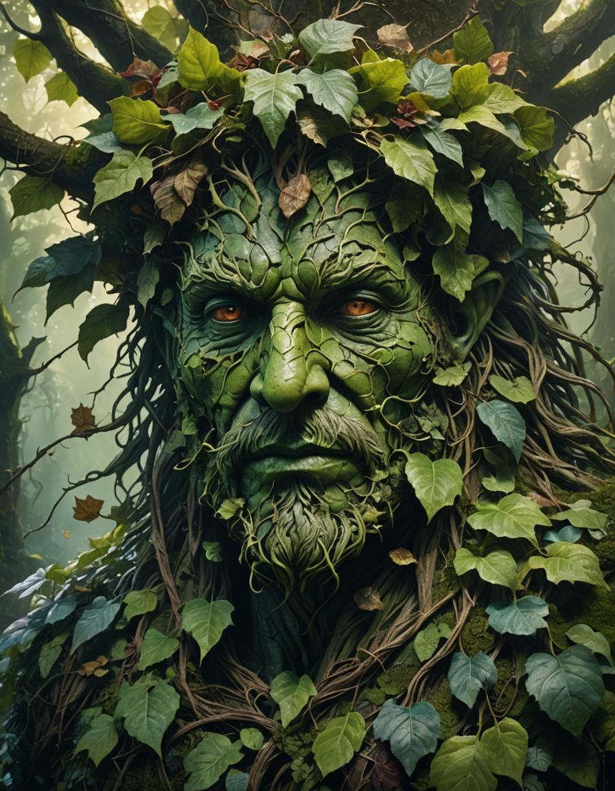 Mystical Greenman Portrait in Fantasy Concept Art