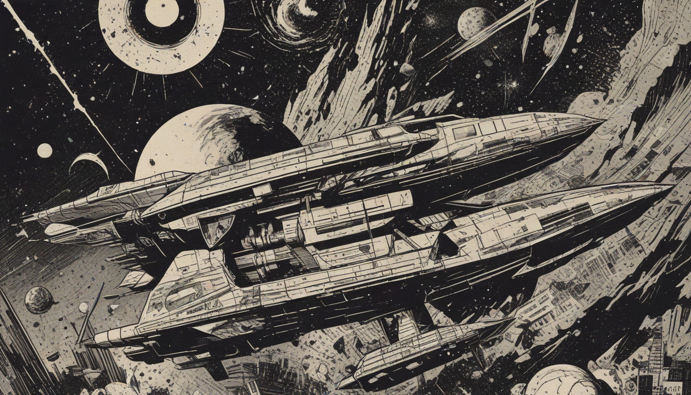 Retro Sci-Fi Comic Book Art in a Distressed Grunge Aesthetic