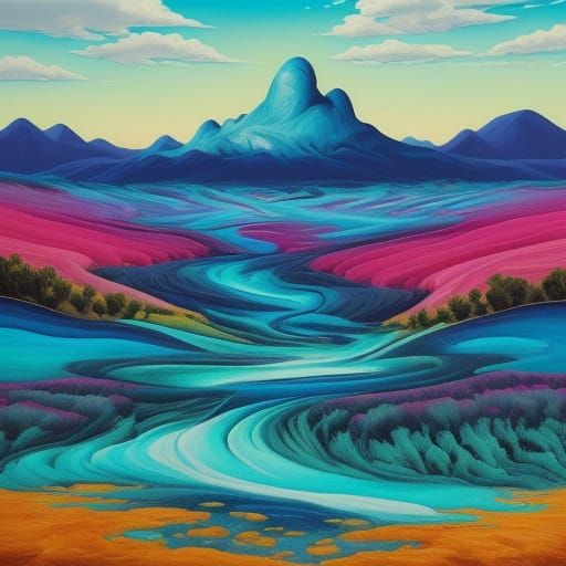 Surreal Fabric Landscapes with Macramé Trees and Velvet Moun...