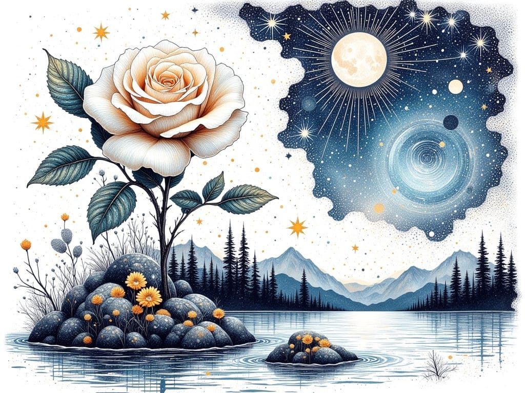 Ethereal Bloom in Vibrant Kaleidoscope Style