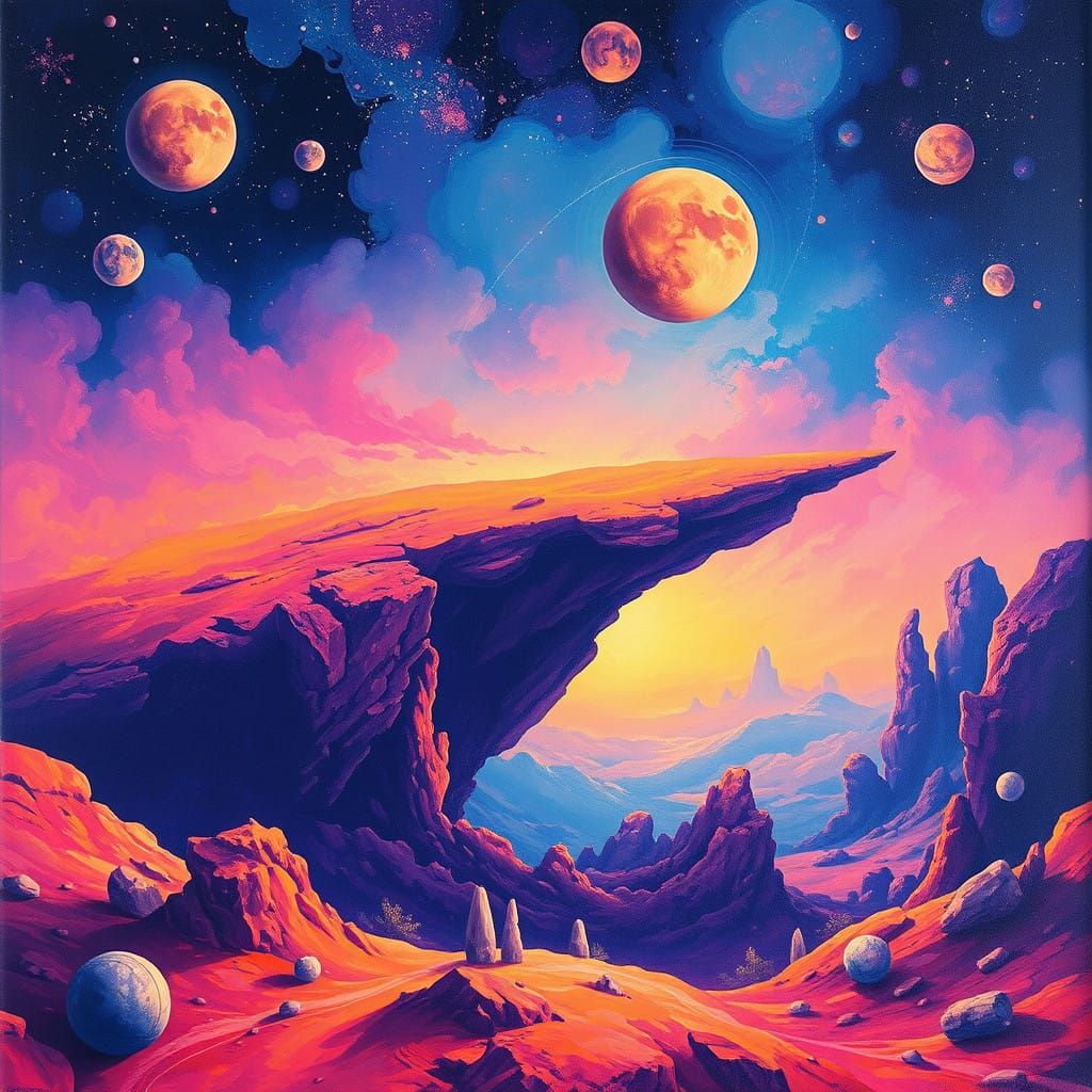 Surreal Gas Planet Dreamscape in Vibrant Colors