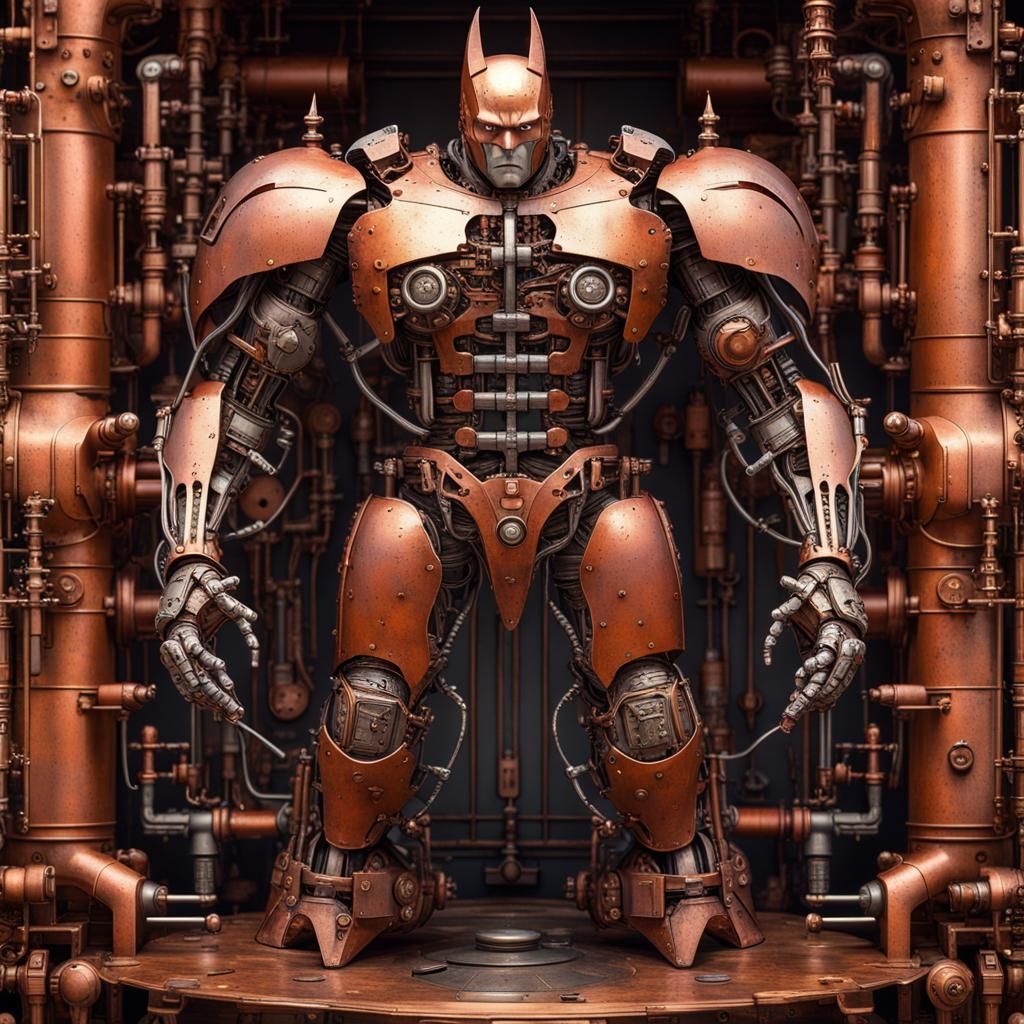 Steampunk Android Batman in Copper and Zinc