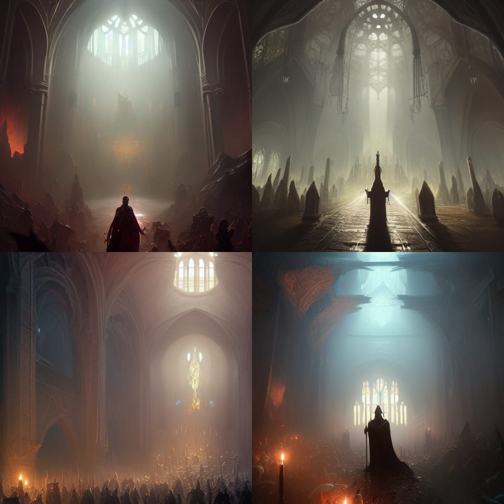 Underground Cult Chapel in Dark Fantasy Style