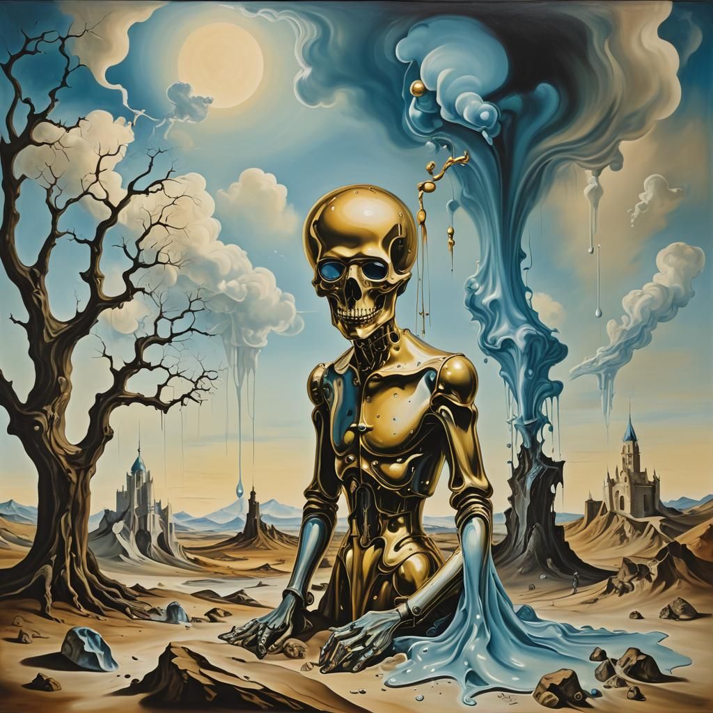 Surreal Russian Spirit in Melting Oil Canvas Style