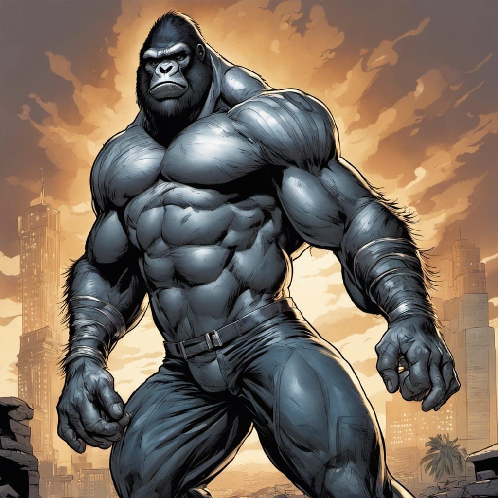 Silverback Gorilla Superhero in Comic Book Art Style