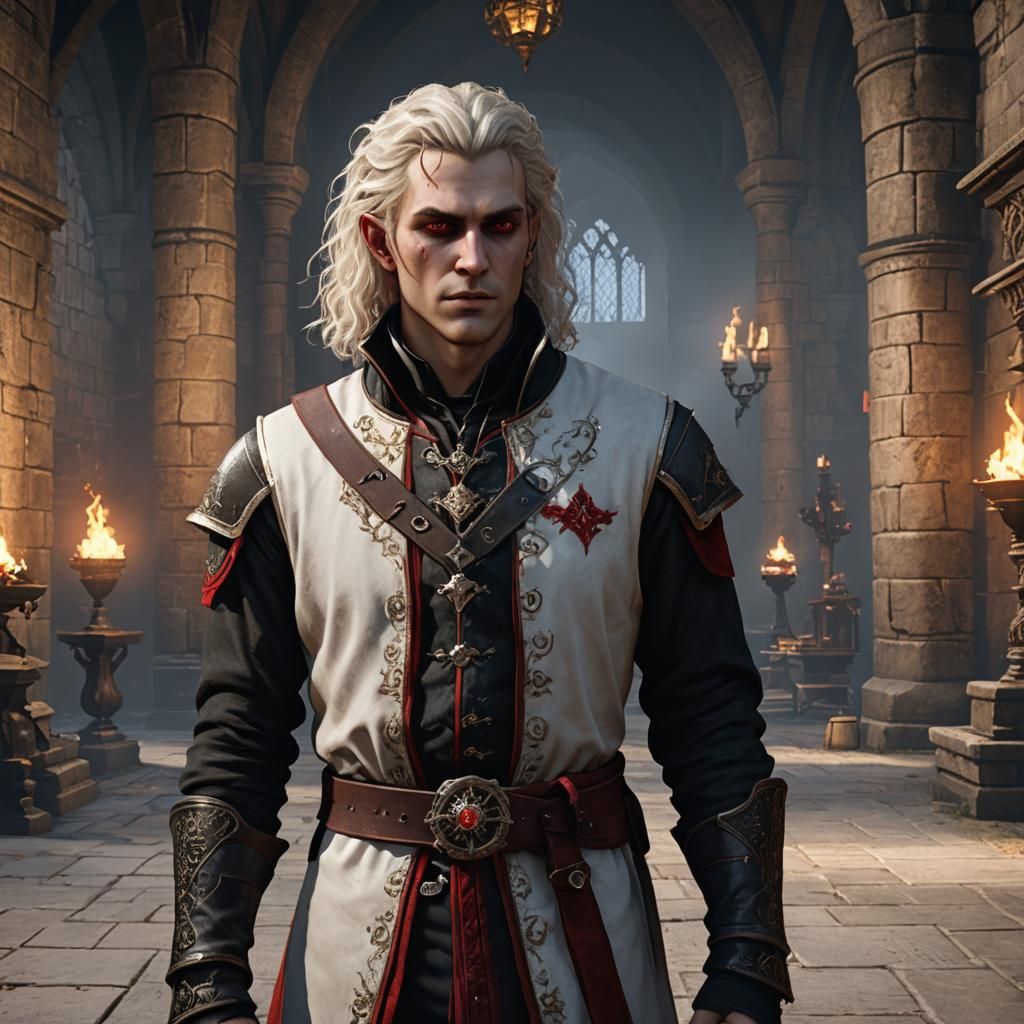 Vulnerable Vampire in Castle Great Hall: Detailed Matte Pain...