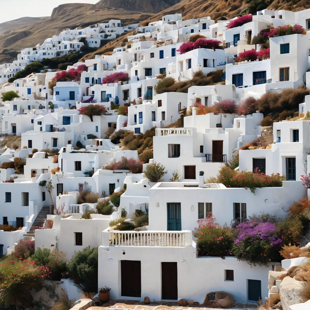 Picturesque Greece: White Houses and Cozy Architecture