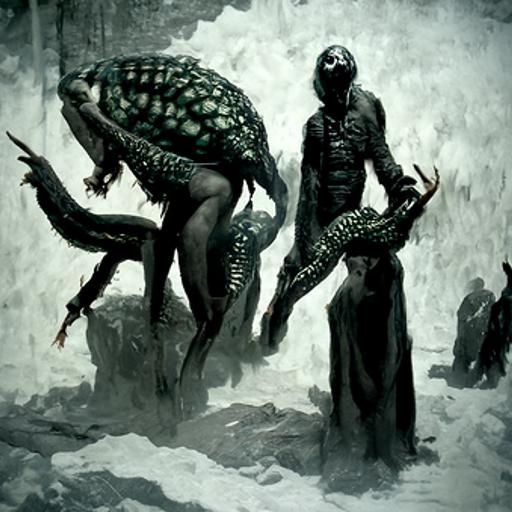 Terrifying Reptilian Hybrids in Horror Style