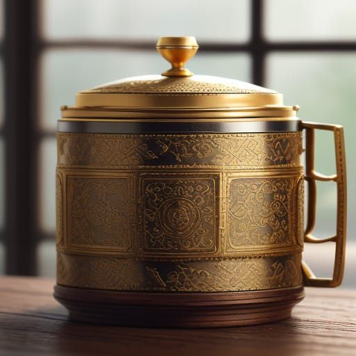 Antique Gold Tea Caddy in Warm, Soft Light