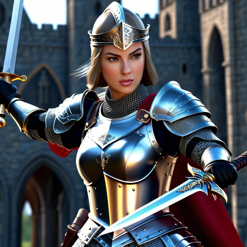 Lady on guard with her sword...