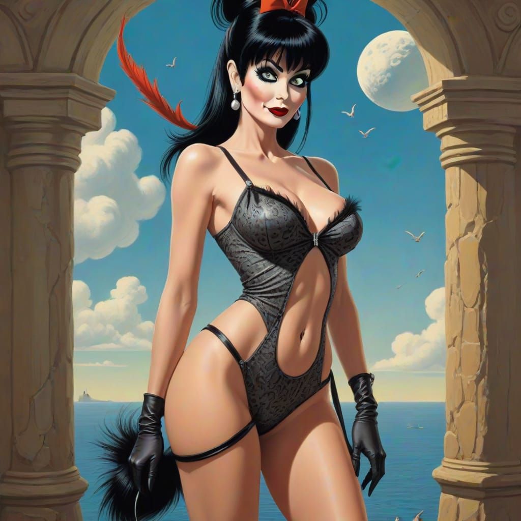 Elvira in the Whimsical Style of Dr. Seuss