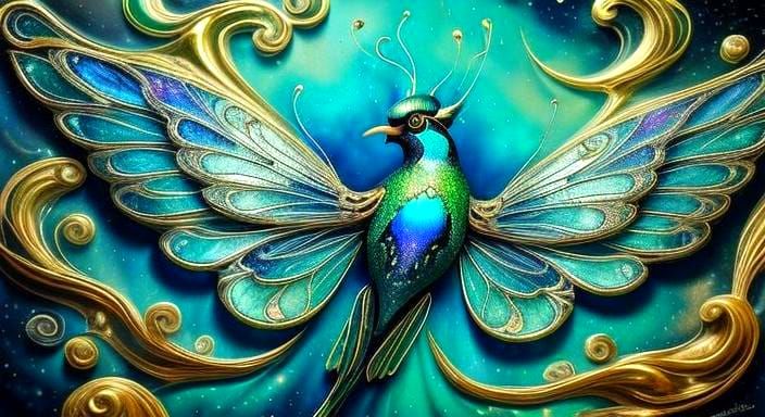 Ink Splatter Art Fairy with Metallic Wings