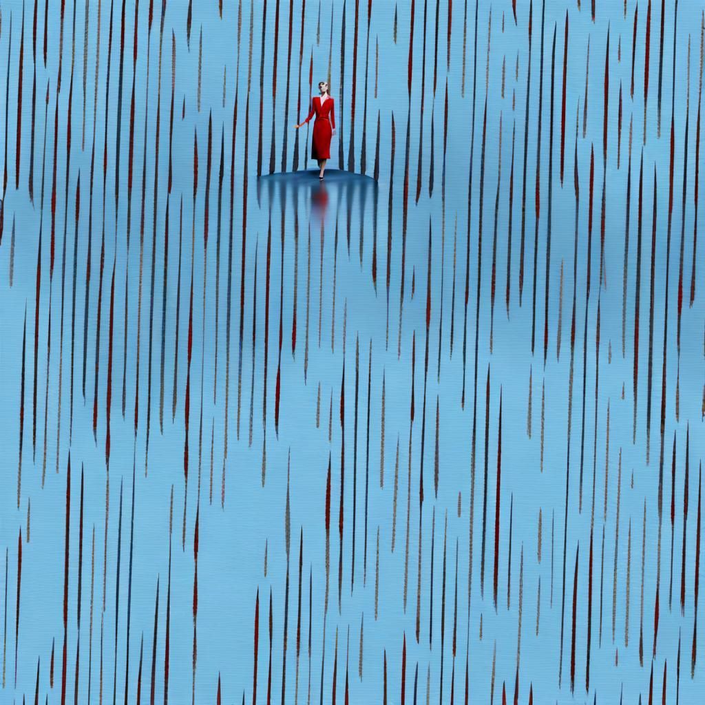 Elegant Lady in Blue: Surreal 3D Rendering