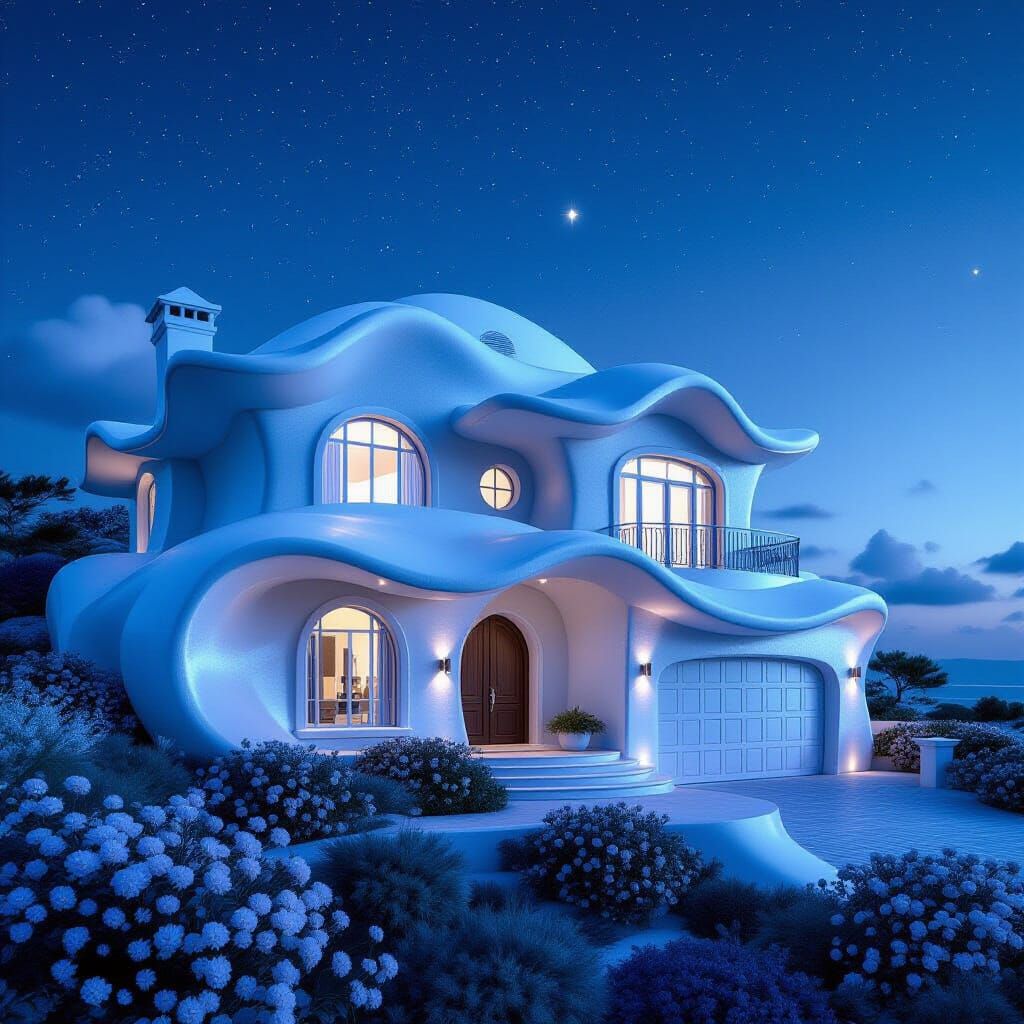 Ethereal Beach Villa Sculpted from Clouds and Moonlight