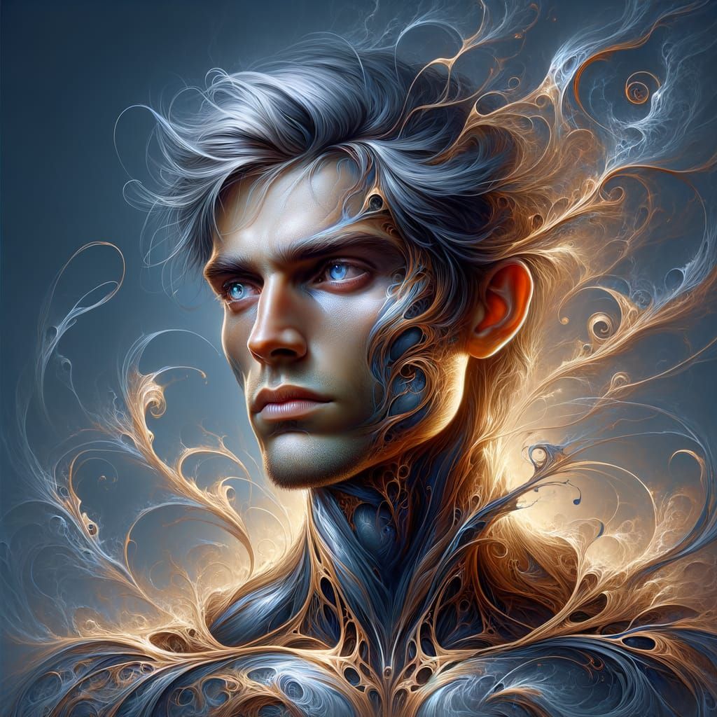 Metal Mage Portrait in Art Nouveau Style